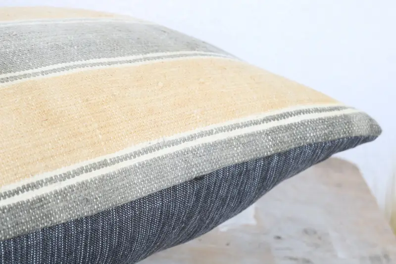 One Of A Kind Pillow Sham, Cushion Cover, Kilim Cushion Sham, Toss Pillow, Boho Pillow Sham Cover, 12x20 Yellow Cushion Case, Throw Kilim Pillow - 6