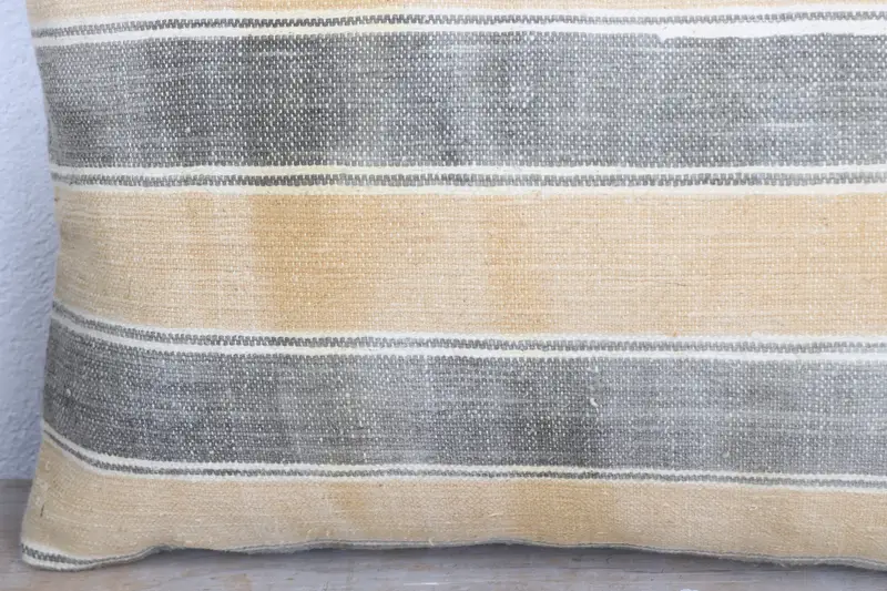 One Of A Kind Pillow Sham, Cushion Cover, Kilim Cushion Sham, Toss Pillow, Boho Pillow Sham Cover, 12x20 Yellow Cushion Case, Throw Kilim Pillow - 3