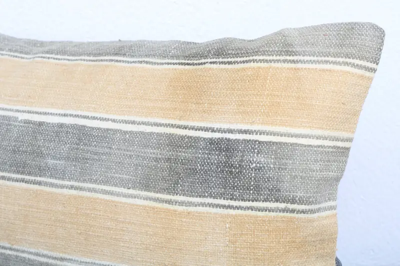 One Of A Kind Pillow Sham, Cushion Cover, Kilim Cushion Sham, Toss Pillow, Boho Pillow Sham Cover, 12x20 Yellow Cushion Case, Throw Kilim Pillow - 5