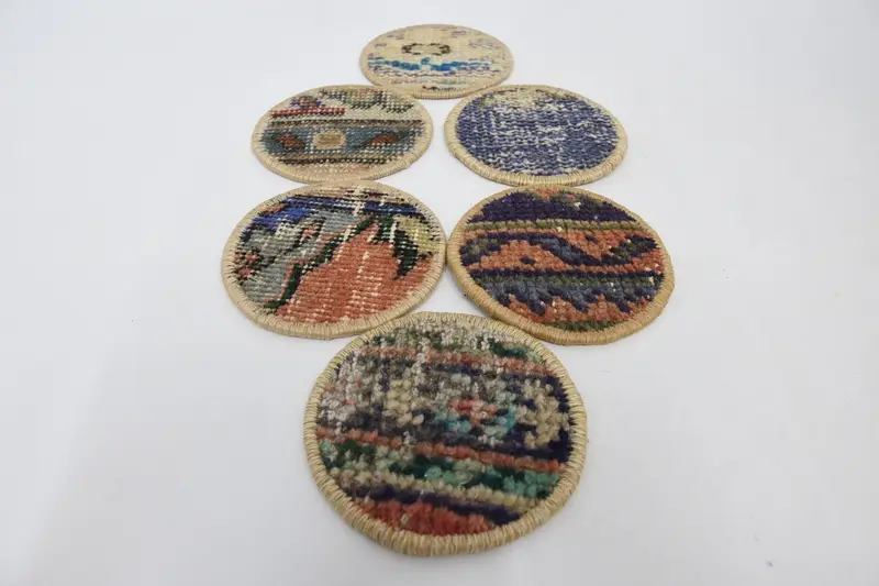 Böhmischer runder Untersetzer, dekorativer Untersetzer in Blau und Orange