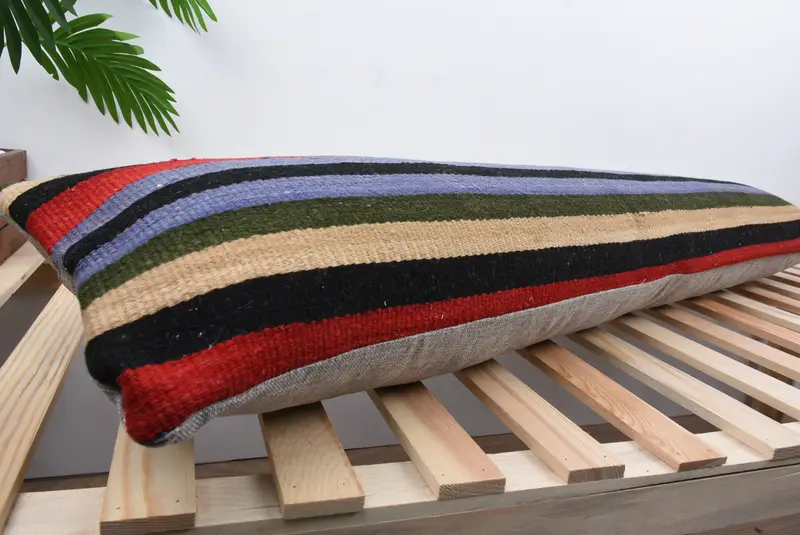 12x48 Red Cushion Cover, Pillow for Couch, Meditation Cushion Cover, Bolster Pillow Cover, Handmade Kilim Cushion, Pillow Cover, Turkish Pillow - 6
