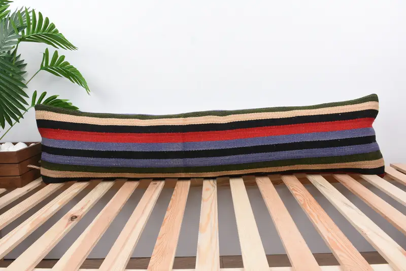 12x48 Red Cushion Cover, Pillow for Couch, Meditation Cushion Cover, Bolster Pillow Cover, Handmade Kilim Cushion, Pillow Cover, Turkish Pillow - 1