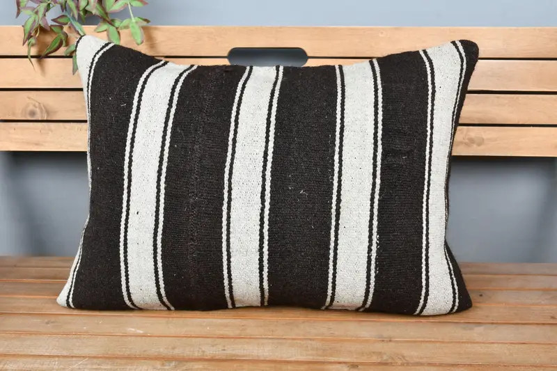 Kilim Pillow, Tapestry Cushion Cover, Throw Kilim Pillow, Pillow Cover, Ethnical Kilim Rug Pillow, 20x28 White Pillow Cover - 6