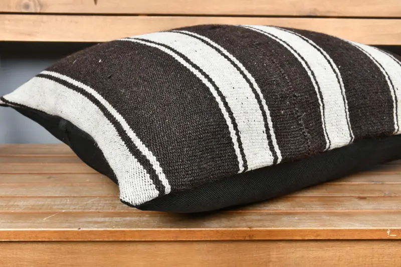 Kilim Pillow, Tapestry Cushion Cover, Throw Kilim Pillow, Pillow Cover, Ethnical Kilim Rug Pillow, 20x28 White Pillow Cover - 4