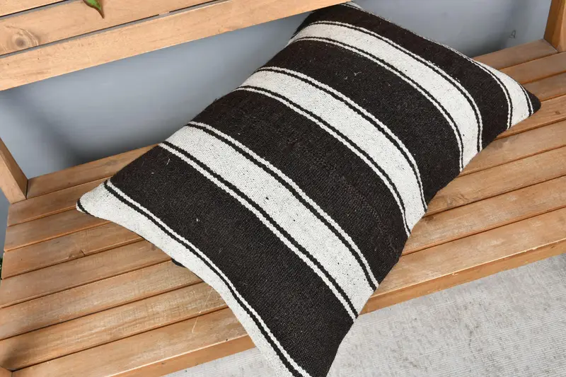 Kilim Pillow, Tapestry Cushion Cover, Throw Kilim Pillow, Pillow Cover, Ethnical Kilim Rug Pillow, 20x28 White Pillow Cover - 2