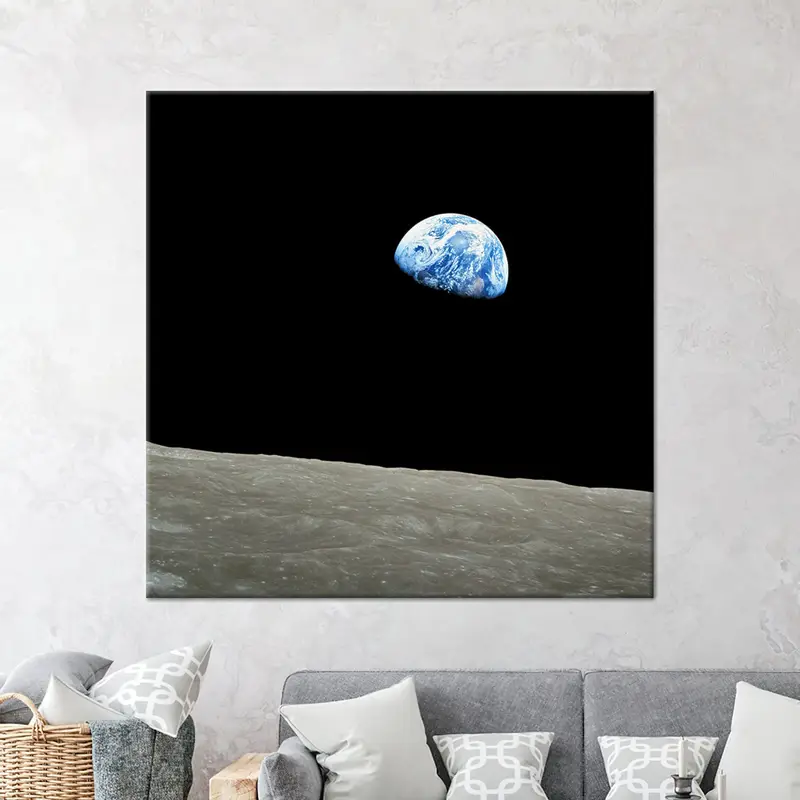 Lienzo de la Tierra Galáctica: Arte espacial impreso para la decoración del hogar