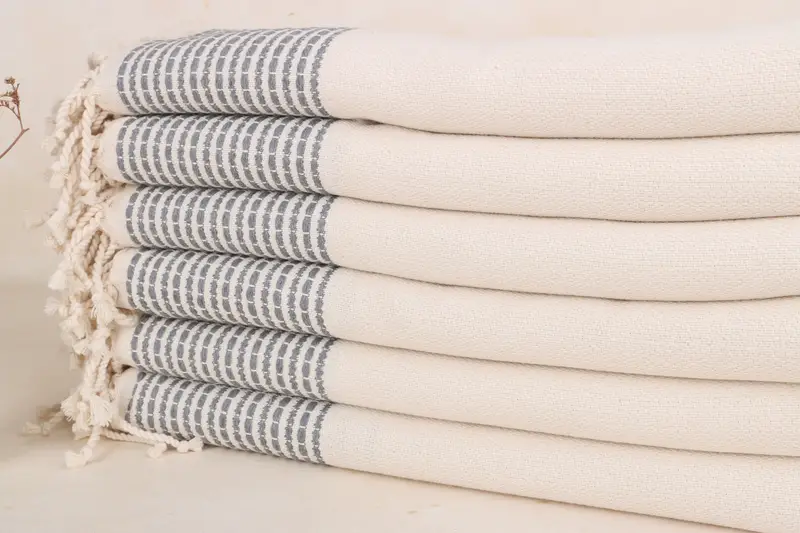 Custom Dark Gray Striped Organic Towel, Bachelorette Beach Towel, 36x69 Inches