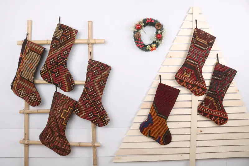 7 İnç Noel Süsleri Deseni, Doğal Organik Çorap Dekoru