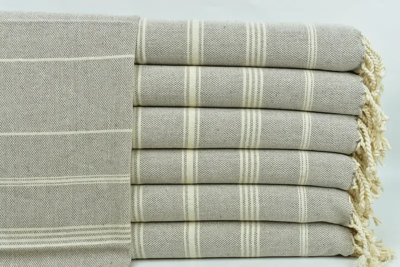 Tea Towel Embroidery Designs, Brown Striped Bath Towel, 24x38 Inches