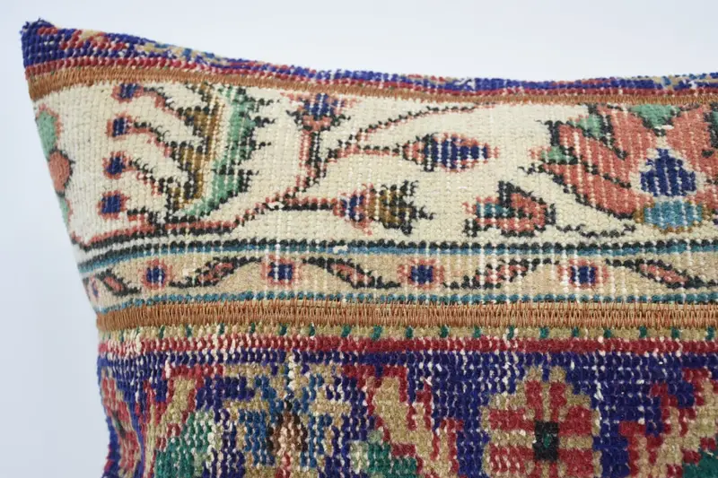 Pillow for Sofa, 24x24 Blue Cushion, Art Deco Pillow Case, Yoga Cushion, Antique Pillows, Kilim Pillow, Anatolian Pillow Cover, Cushion Case - 2