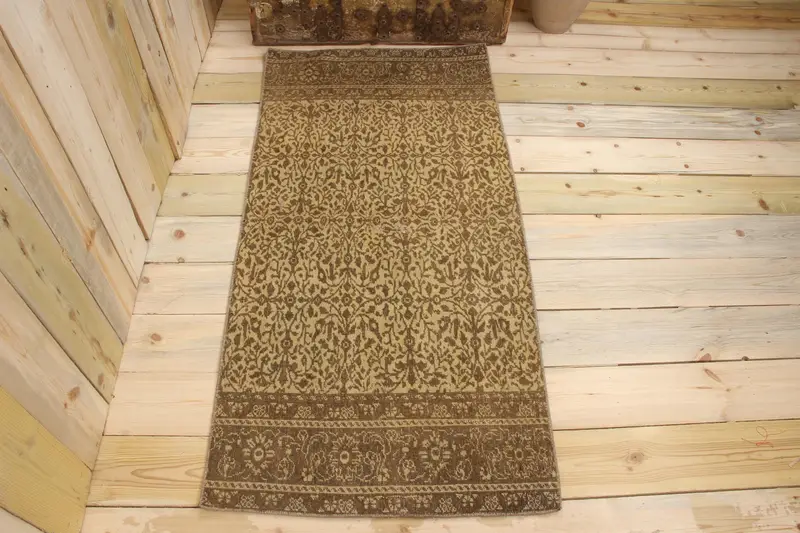 Handmade Brown & Green Persian Rug, 1.8x4.6 ft