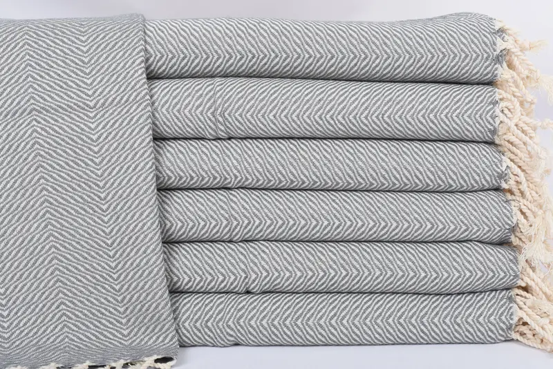 Personalized Dish Towel, 40x20 Inches, Dark Gray Chevron, Organic Cotton