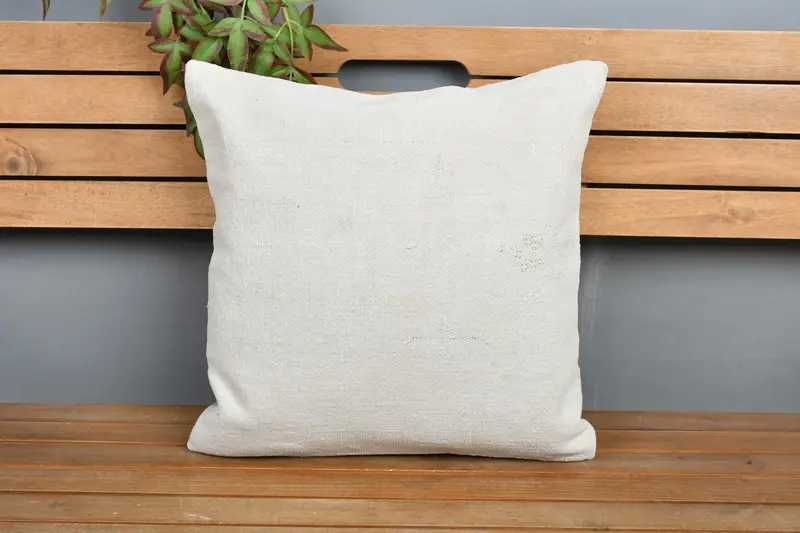 Kilim Pillow Cover, Throw Kilim Pillow, Handmade Kilim Cushion, 18x18 White Pillow Sham, Pillow Sham, Pattern Throw Cushion Cover - 6