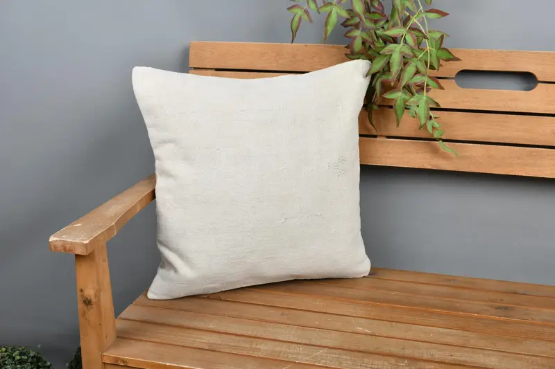 Kilim Pillow Cover, Throw Kilim Pillow, Handmade Kilim Cushion, 18x18 White Pillow Sham, Pillow Sham, Pattern Throw Cushion Cover - 1