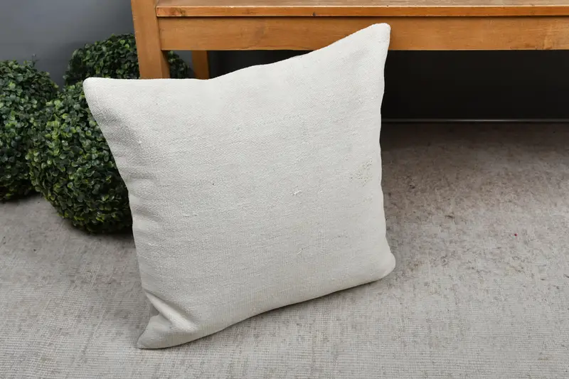 Kilim Pillow Cover, Throw Kilim Pillow, Handmade Kilim Cushion, 18x18 White Pillow Sham, Pillow Sham, Pattern Throw Cushion Cover - 7