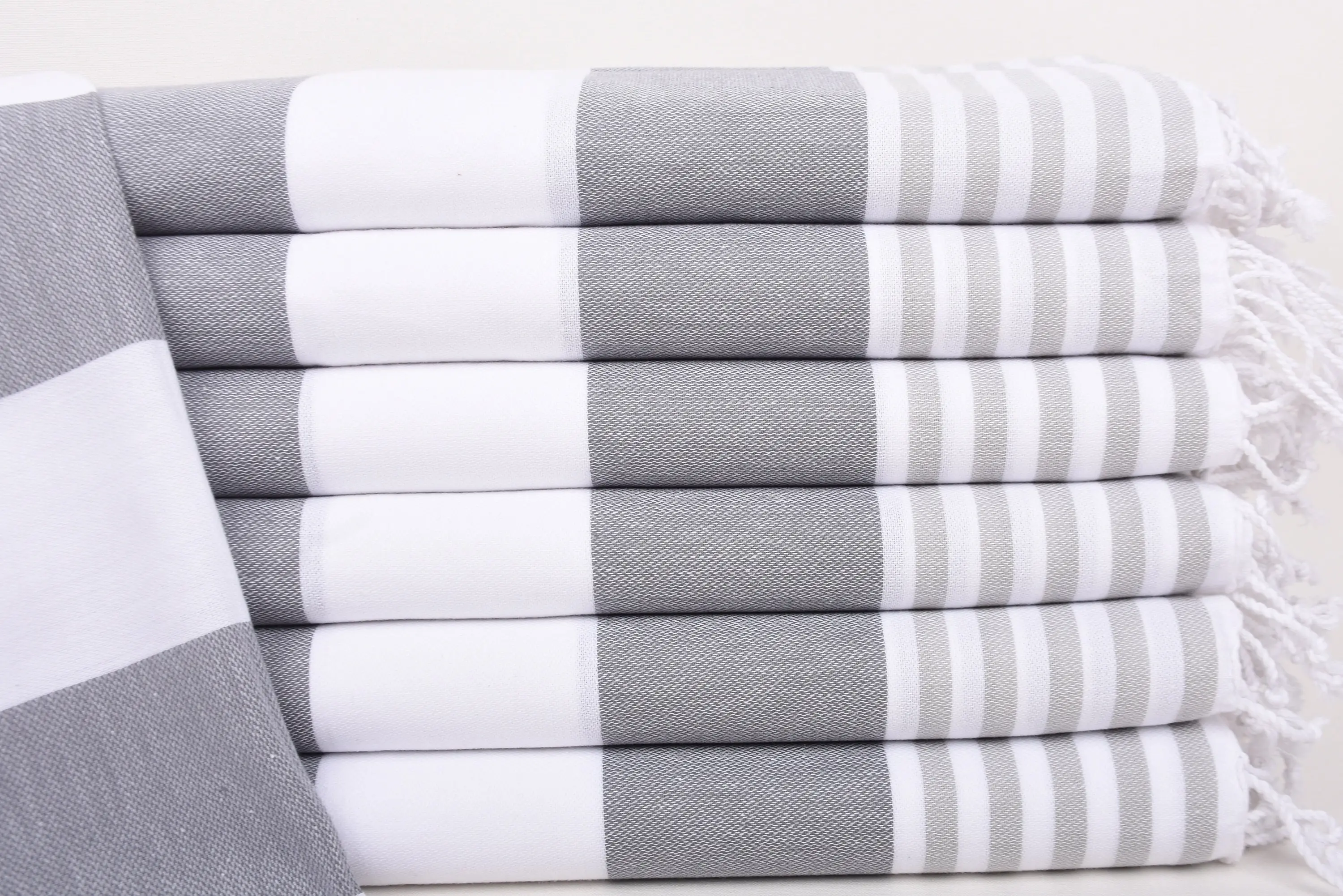 Bridesmaid Gift Personalized Hand Towel, Gray Stripes, 40x24 Inches - 1