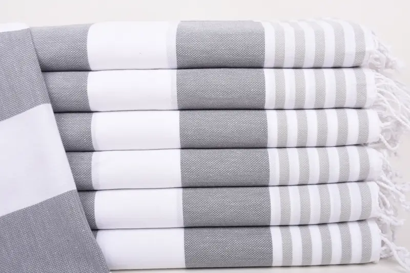 Bridesmaid Gift Personalized Hand Towel, Gray Stripes, 40x24 Inches