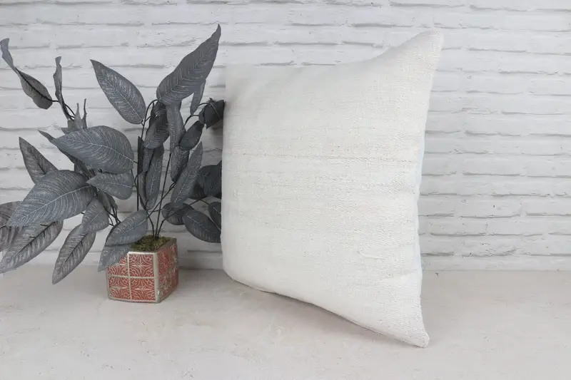 22x22 White Cushion Case, Boho Pillow, Pillow Sham, Vintage Kilim Pillow Pillow Cover, Pillow for Sofa, Home Decor Pillow - 5