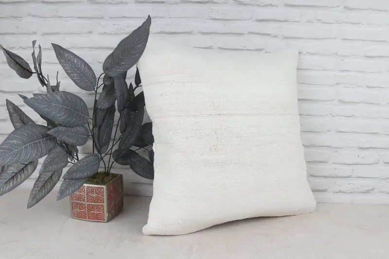22x22 White Cushion Case, Boho Pillow, Pillow Sham, Vintage Kilim Pillow Pillow Cover, Pillow for Sofa, Home Decor Pillow - 4