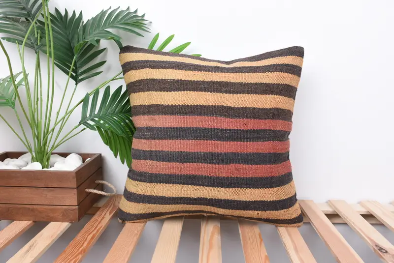 Kissen, türkisches Kissen, Kissen für Sofa, dekoratives Wurfkissen, gedämpfter Kissenbezug, Yoga -Kissen -Hülle, Kilim -Kissen -Schein, 18x18 Rotkissen Schein - 1