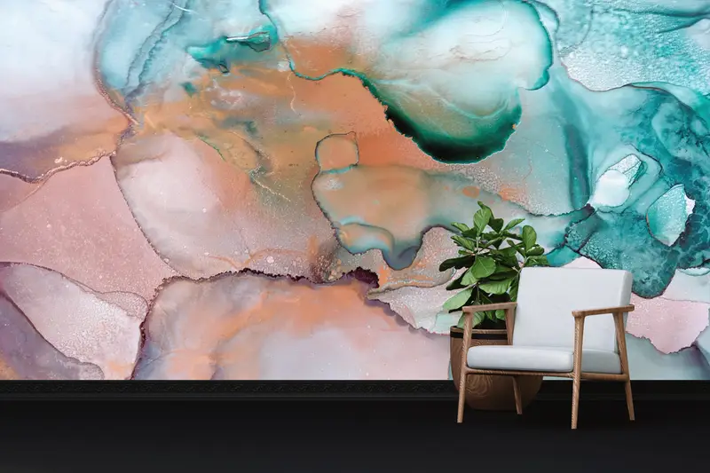 Zarif Baskılı Yeşil Mermer Duvar Kağıdı: Lüks Ev Dekorasyonu