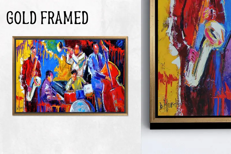 Canlı Caz Kulübü Kanvas Tablosu: Soyut Afrika Caz Kanvas Tablo