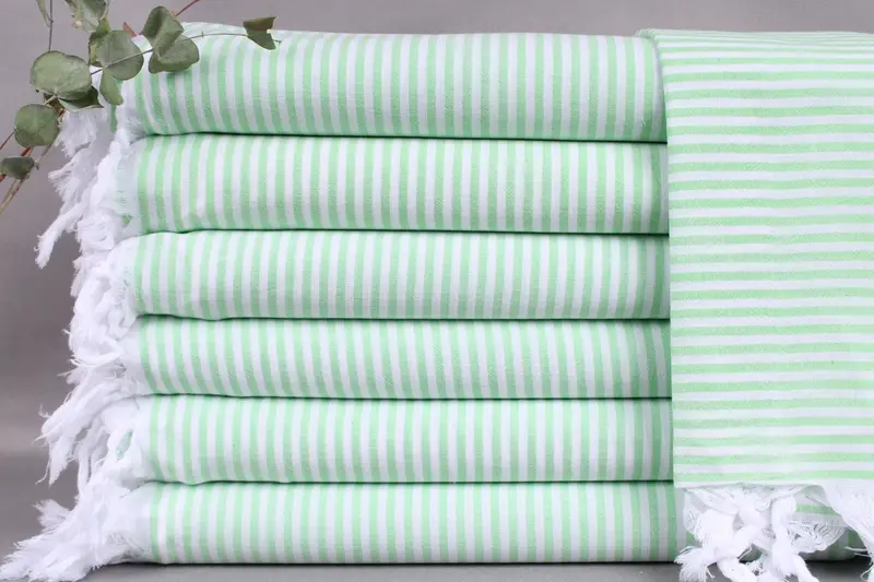 Turkish Towels Green Striped, Beach Wedding Favors, 40x63 Inches