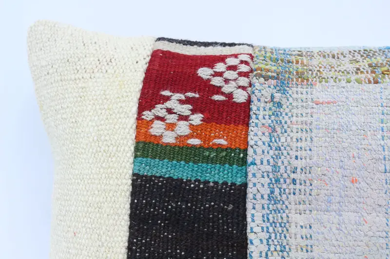 16x24 Blue Pillow Cover, Pillow Case, Turkish Kilim Pillow, Ethnical Kilim Rug Pillow, Floor Cushion, Kilim Cushion Sham, One Of A Kind Pillow Sham - 2