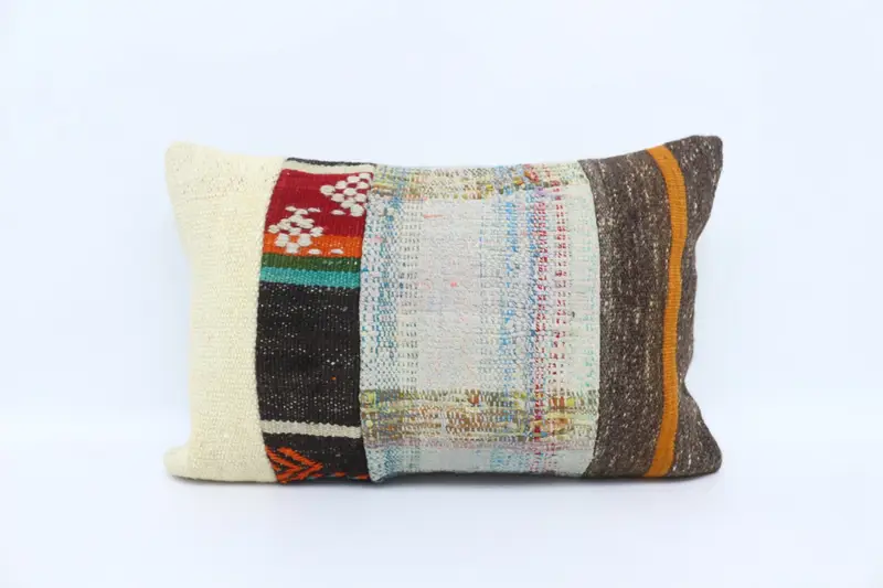 16x24 Blue Pillow Cover, Pillow Case, Turkish Kilim Pillow, Ethnical Kilim Rug Pillow, Floor Cushion, Kilim Cushion Sham, One Of A Kind Pillow Sham - 1
