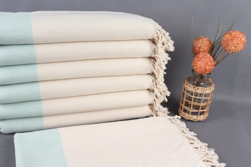 Organic Beach Towel Mint Chevron 36x71 Inches