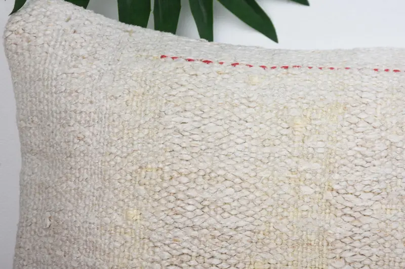 Turkish Pillow, Antique Pillows, 8x16 Beige Cushion Case, Pillow Case, Boho Pillow Sham Cover, Handwoven Pillow Cover Cushion - 2