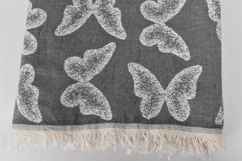 Monogram Beach Blanket, Personalized Blanket, Bridal Shower Gift, 96x80 Cotton Butterfly Pattern Towel, Boyfriend Gift, Bachelorette Party Favors - 4