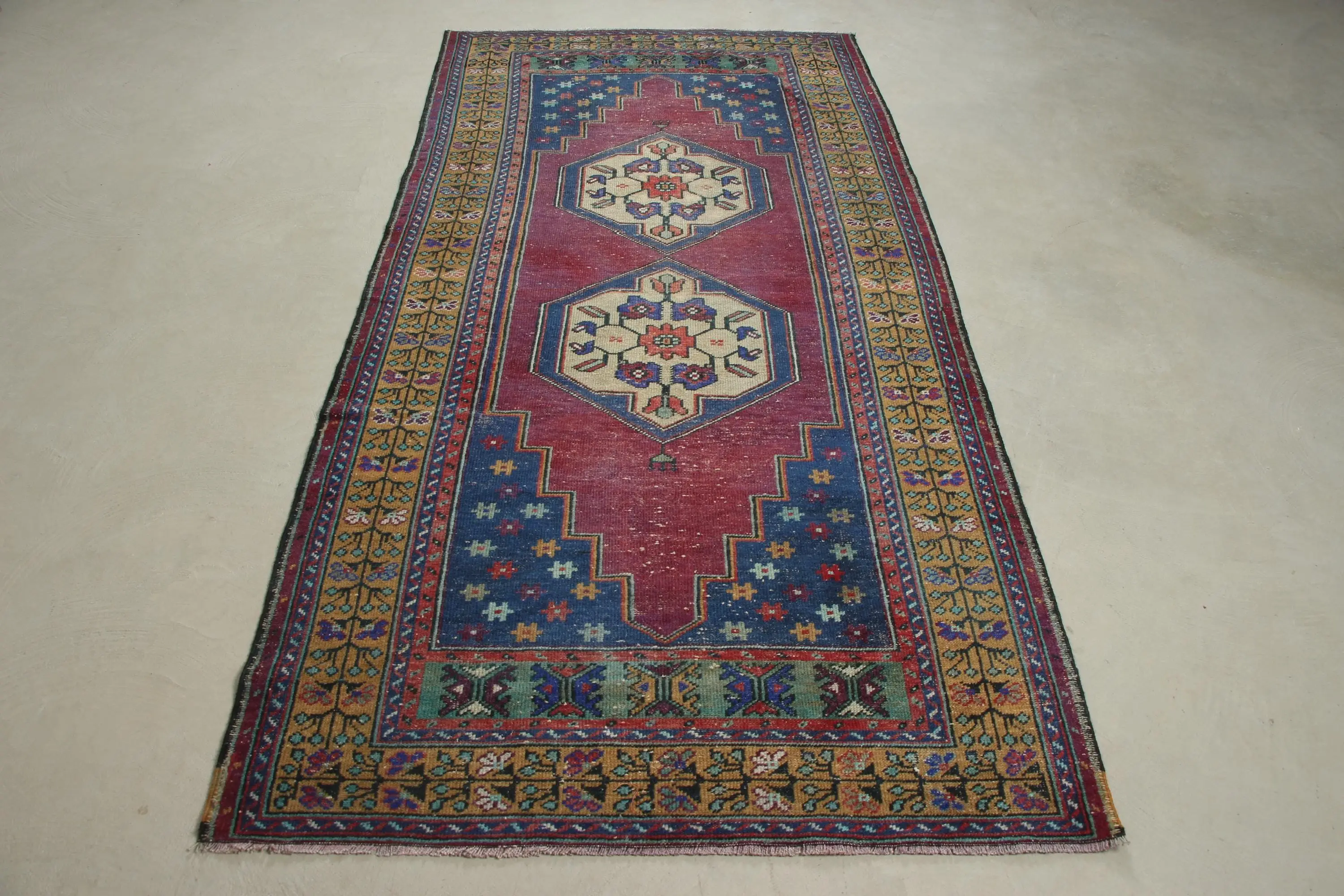3,8x7,9 ft Teppich, türkischer Vintage Teppich, roter Wollteppich - 1