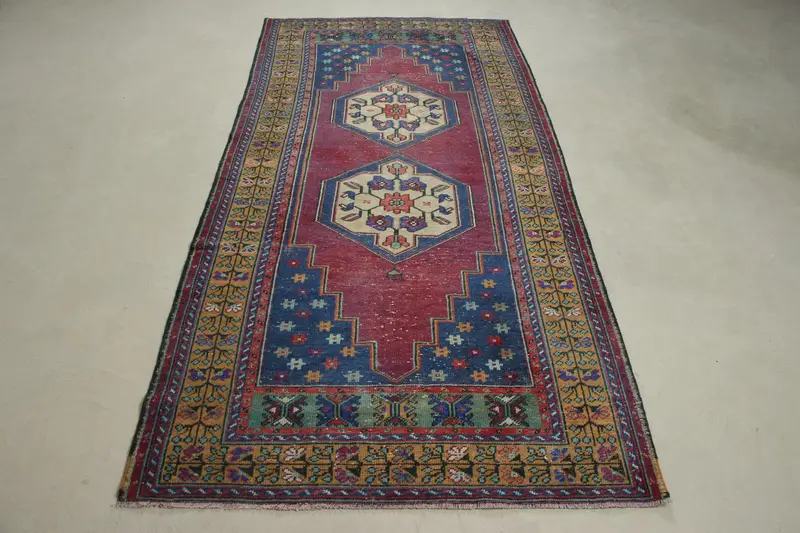 Lila, blauer Tarnteppich, 3,8 x 7,9 Fuß, schickes Dekor