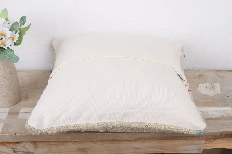 14x14 White Pillow Sham, Cushion Cover, Turkish Bench Pillow, Gift Pillow, Turkish Corner Pillow Cover, Throw Kilim Pillow, Pillow for Sofa - 7