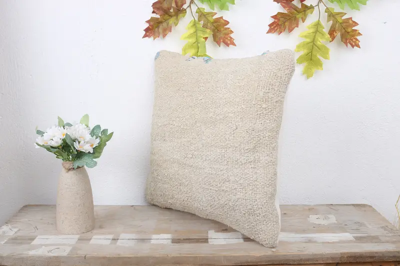 14x14 White Pillow Sham, Cushion Cover, Turkish Bench Pillow, Gift Pillow, Turkish Corner Pillow Cover, Throw Kilim Pillow, Pillow for Sofa - 4