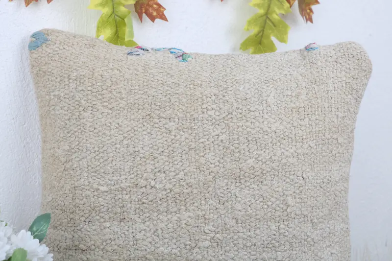 14x14 White Pillow Sham, Cushion Cover, Turkish Bench Pillow, Gift Pillow, Turkish Corner Pillow Cover, Throw Kilim Pillow, Pillow for Sofa - 5
