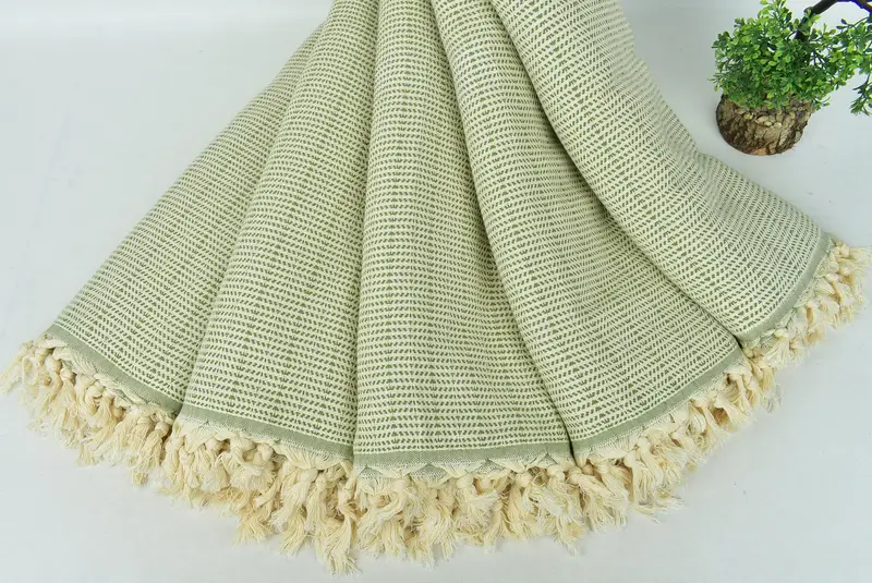 Turkish Blanket, Housewarming Gift, Bridesmaid Gift, Turkish Cotton Blanket, Monogram Blanket, Turkish Tablecloth, 92x76 Cotton Geometric Towel - 4