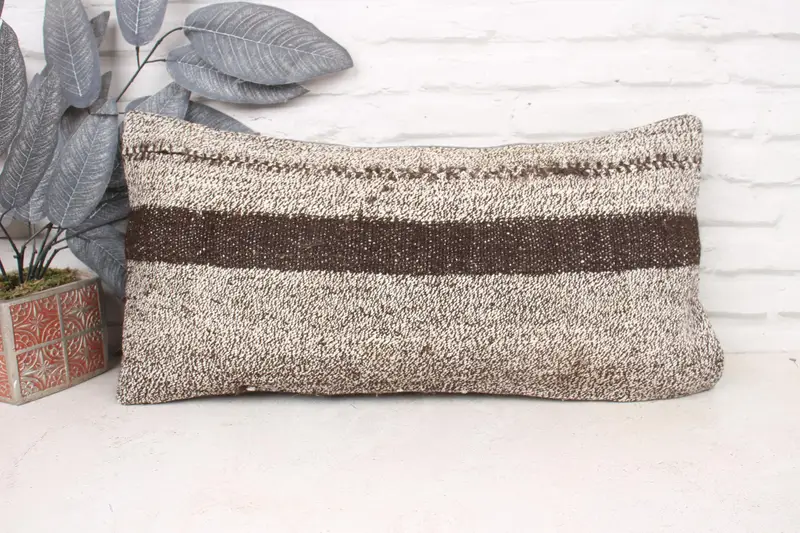 Interior Designer Pillow, Gift Pillow, Kilim Rug Cushion, 12x24 Beige Cushion Cover, Cushion Case, Handwoven Pillow Cover Pillow Sham, Boho Pillow - 1