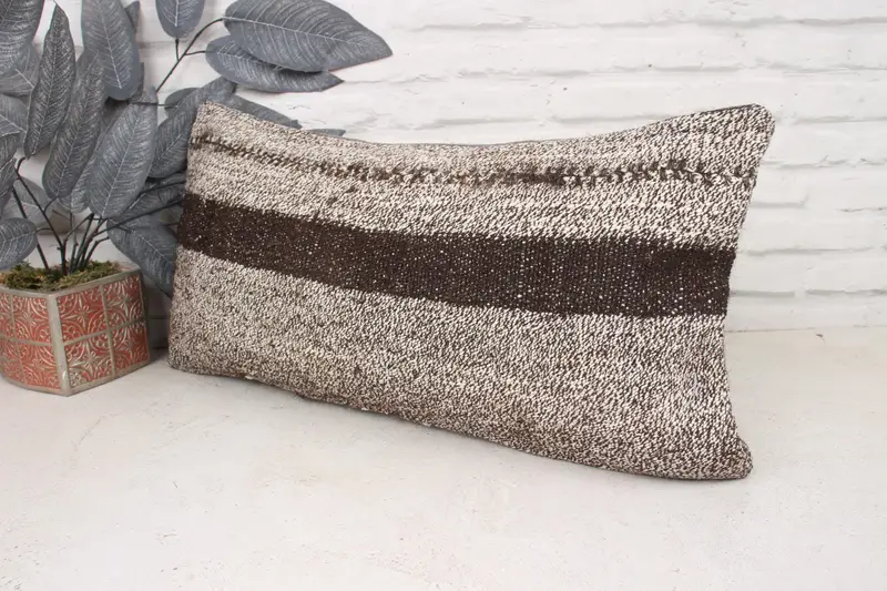 Interior Designer Pillow, Gift Pillow, Kilim Rug Cushion, 12x24 Beige Cushion Cover, Cushion Case, Handwoven Pillow Cover Pillow Sham, Boho Pillow - 4