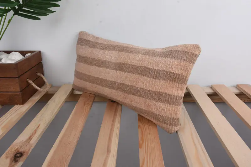 Throw Kilim Pillow, Cushion Case, 8x16 Beige Cushion Cover, Interior Designer Pillow, Vintage Throw Pillow Sham, Boho Pillow - 5