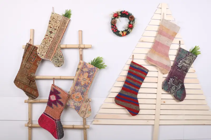 Weihnachtsornamentmuster, 22 Zoll breiter gestrickter Weihnachtsstrumpf