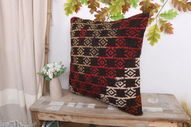 Pillow for Couch, 20x20 Red Pillow Case, Pillow, Turkish Rugs Pillow, Boho Pillow Sham Cover, Throw Kilim Pillow, Neutral Throw Pillow - 4