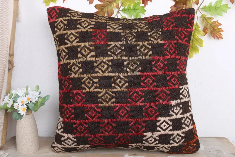 Pillow for Couch, 20x20 Red Pillow Case, Pillow, Turkish Rugs Pillow, Boho Pillow Sham Cover, Throw Kilim Pillow, Neutral Throw Pillow - 2