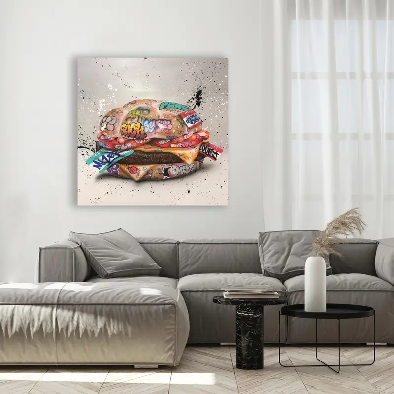 Modern Printed Glass: Banksy-Inspired Street Art Kitchen Elegance