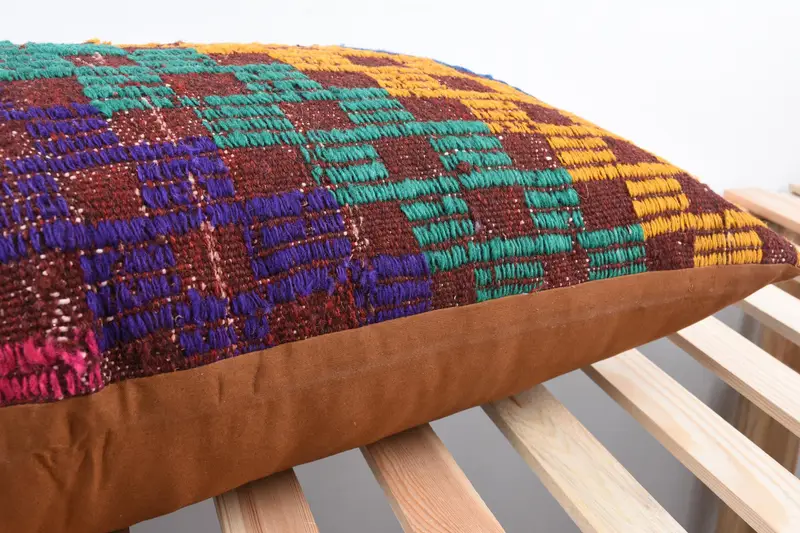 Vintage Kilim Pillow, Cushion, Aztec Pillow Case, Ethnical Kilim Rug Pillow, Handmade Kilim Cushion, Decorative Pillow Case, 16x36 Green Pillow - 7
