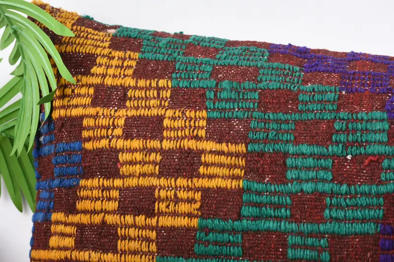 Vintage Kilim Pillow, Cushion, Aztec Pillow Case, Ethnical Kilim Rug Pillow, Handmade Kilim Cushion, Decorative Pillow Case, 16x36 Green Pillow - 2