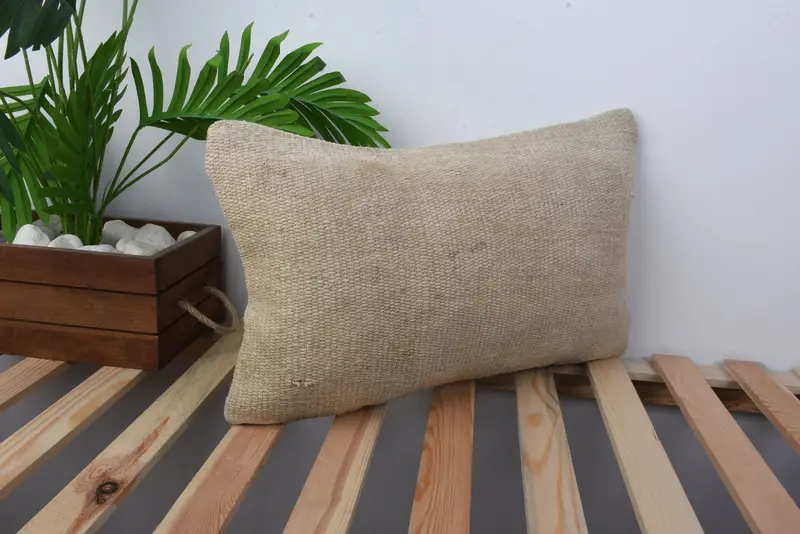 Kilim Pillow Cover, Pillow for Sofa, Turkish Corner Pillow Sham, Accent Pillow Case, 12x20 Beige Pillow, Pillow for Couch, Pillow - 4