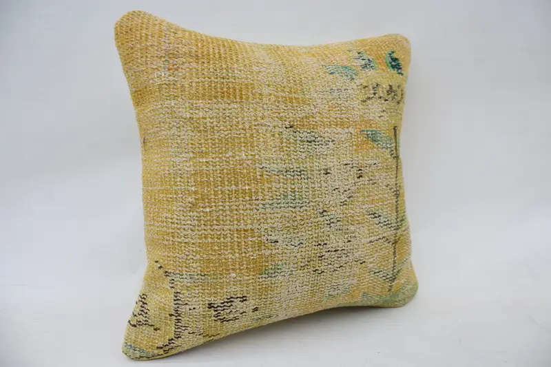 Vintage Kilim Throw Pillow, Aztec Pillow Cover, 16x16 Beige Pillow Cover, Pillow, Turkish Kilim Pillow, Art Deco Cushion Cover, Turkish Pillow - 2