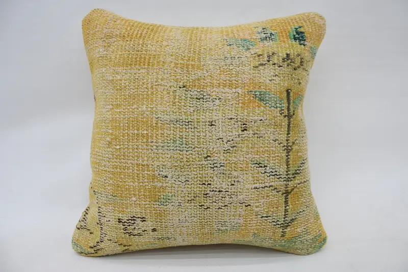 Vintage Kilim Throw Pillow, Aztec Pillow Cover, 16x16 Beige Pillow Cover, Pillow, Turkish Kilim Pillow, Art Deco Cushion Cover, Turkish Pillow - 1